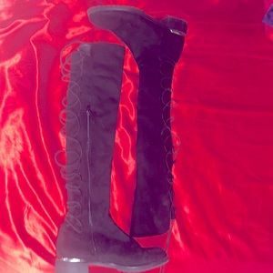 Star Collection Black Lace Up Knee high‎ Boots